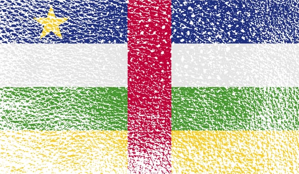 Flag of Central African Republic with old texture.  illustration