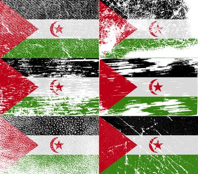 Flag of Western Sahara with old texture.  illustration