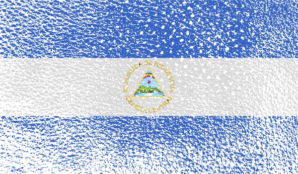 Flag of Nicaragua with old texture.  illustration
