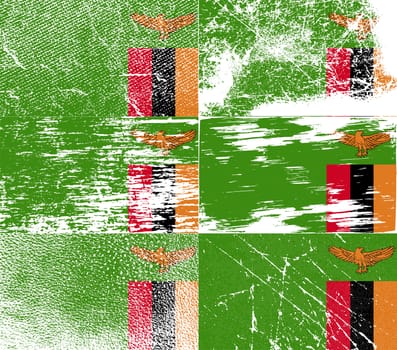 Flag of Zambia with old texture.  illustration