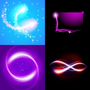 Set of Beautifully glowing neon abstract background with space for text.  illustration