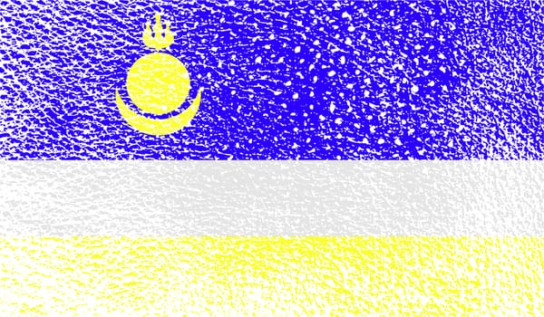 Flag of Buryatia with old texture.  illustration