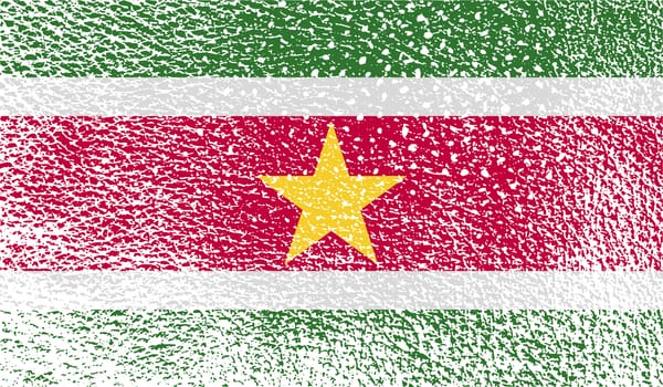 Flag of Suriname with old texture.  illustration