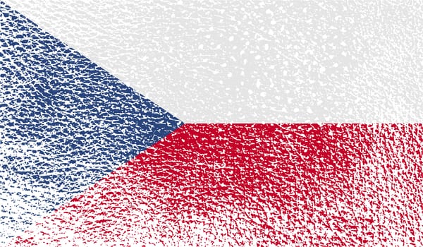 Flag of Czech Republic with old texture.  illustration