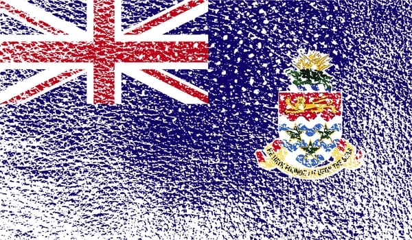 Flag of Cayman Islands with old texture.  illustration