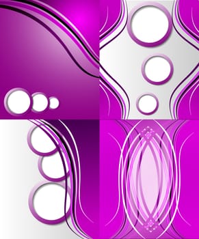 Set of 4 abstract purple backgrounds with space for your text. Raster copy.