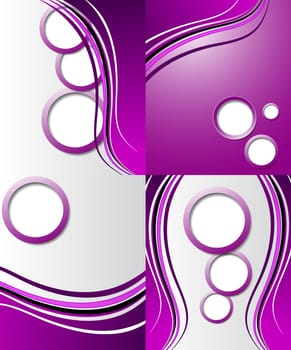 Set of 4 abstract purple backgrounds with space for your text. Raster copy.