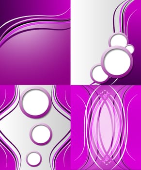 Set of 4 abstract purple backgrounds with space for your text. Raster copy.