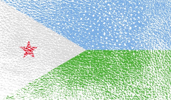 Flag of Djibouti with old texture.  illustration