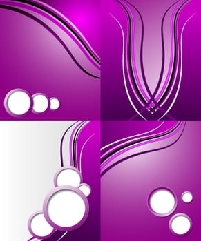 Set of 4 abstract purple backgrounds with space for your text. Raster copy.