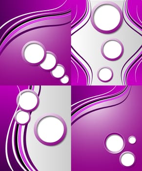 Set of 4 abstract purple backgrounds with space for your text. Raster copy.