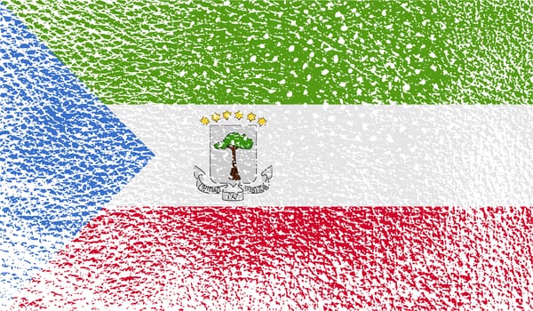 Flag of Equatorial Guinea with old texture.  illustration