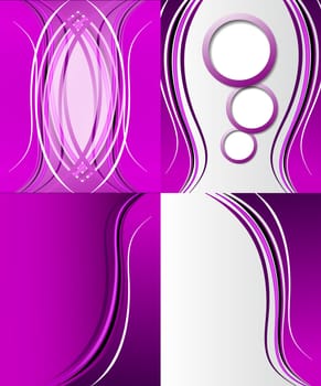 Set of 4 abstract purple backgrounds with space for your text. Raster copy.