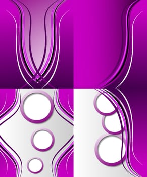 Set of 4 abstract purple backgrounds with space for your text. Raster copy.