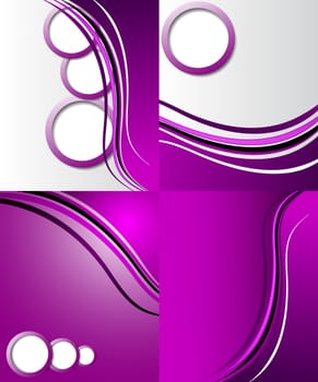 Set of 4 abstract purple backgrounds with space for your text. Raster copy.