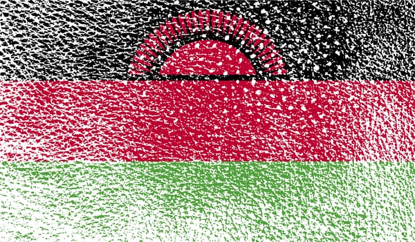 Flag of Malawi with old texture.  illustration