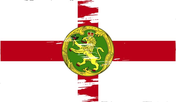 Flag of Alderney with old texture.  illustration