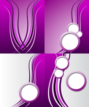 Set of 4 abstract purple backgrounds with space for your text. Raster copy.