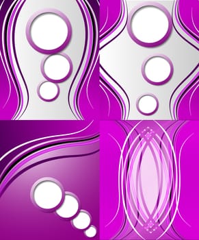 Set of 4 abstract purple backgrounds with space for your text. Raster copy.