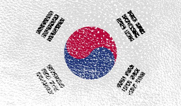 Flag of South Korea with old texture.  illustration