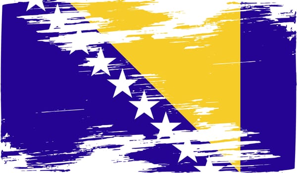 Flag of Bosnia and Herzegovina with old texture.  illustration