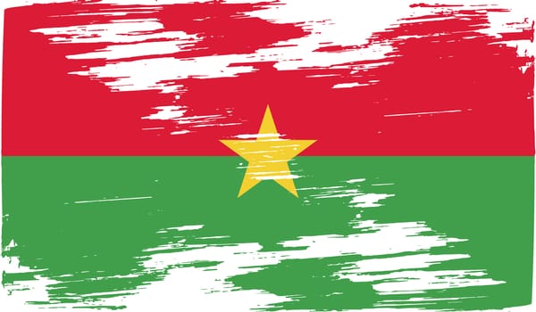 Flag of Burkina Faso with old texture.  illustration