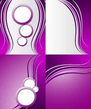 Set of 4 abstract purple backgrounds with space for your text. Raster copy.