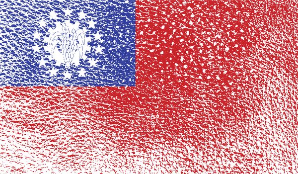 Flag of Myanmar Burma with old texture.  illustration