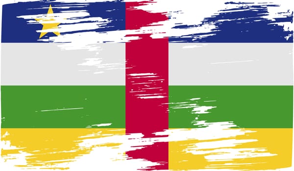 Flag of Central African Republic with old texture.  illustration