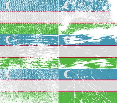 Flag of Uzbekistan with old texture.  illustration