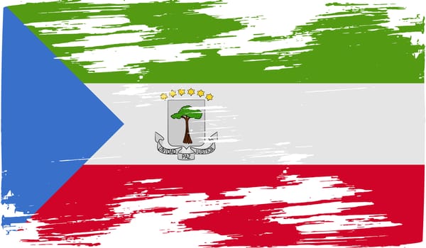 Flag of Equatorial Guinea with old texture.  illustration