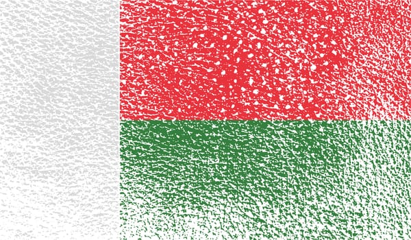 Flag of Madagascar with old texture.  illustration