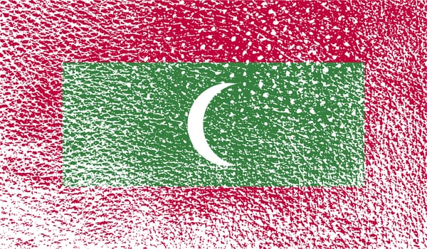 Flag of Maldives with old texture.  illustration