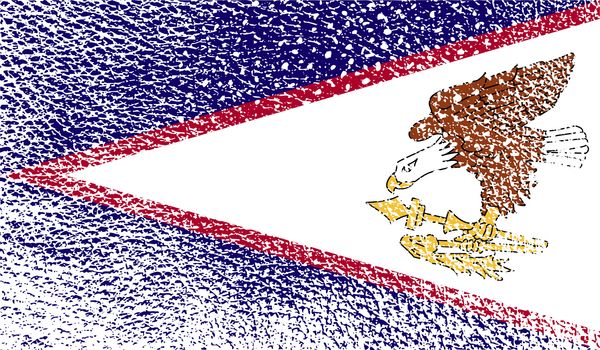Flag of American Samoa with old texture.  illustration