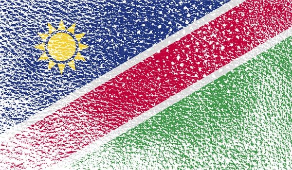 Flag of Namibia with old texture.  illustration