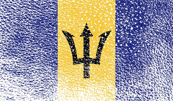 Flag of Barbados with old texture.  illustration