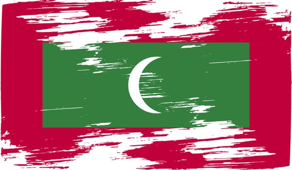 Flag of Maldives with old texture.  illustration