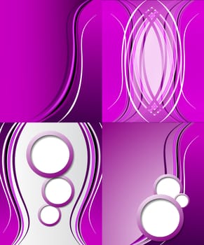 Set of 4 abstract purple backgrounds with space for your text. Raster copy.