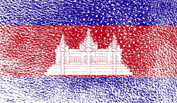 Flag of Cambodia with old texture.  illustration