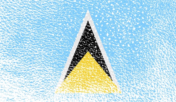 Flag of Saint Lucia with old texture.  illustration