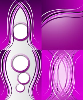 Set of 4 abstract purple backgrounds with space for your text. Raster copy.