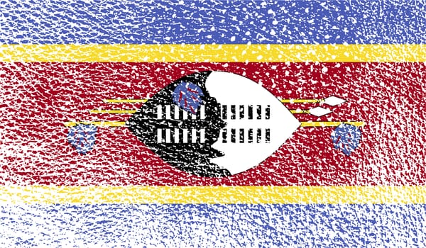 Flag of Swaziland with old texture.  illustration