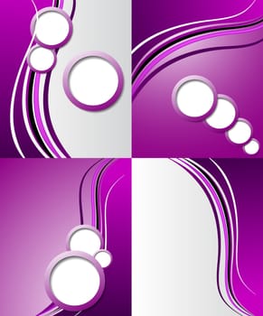 Set of 4 abstract purple backgrounds with space for your text. Raster copy.