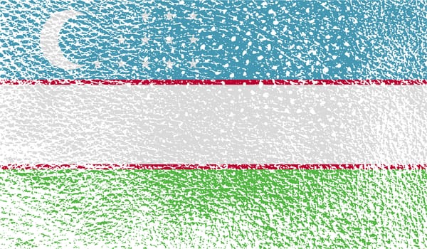 Flag of Uzbekistan with old texture.  illustration