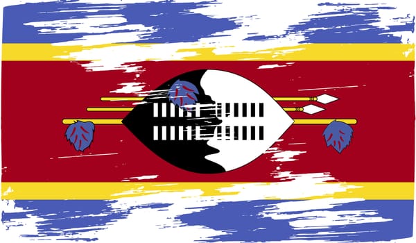 Flag of Swaziland with old texture.  illustration