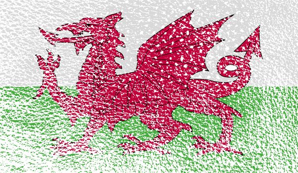 Flag of Wales with old texture.  illustration