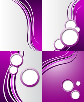 Set of 4 abstract purple backgrounds with space for your text. Raster copy.