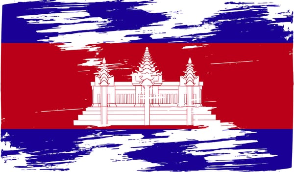 Flag of Cambodia with old texture.  illustration