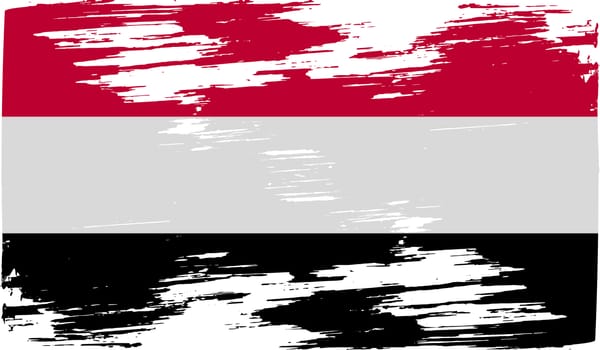 Flag of Yemen with old texture.  illustration