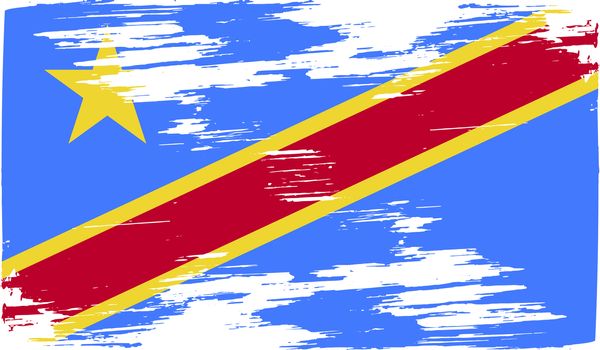 Flag of Congo Democratic Republic with old texture.  illustration